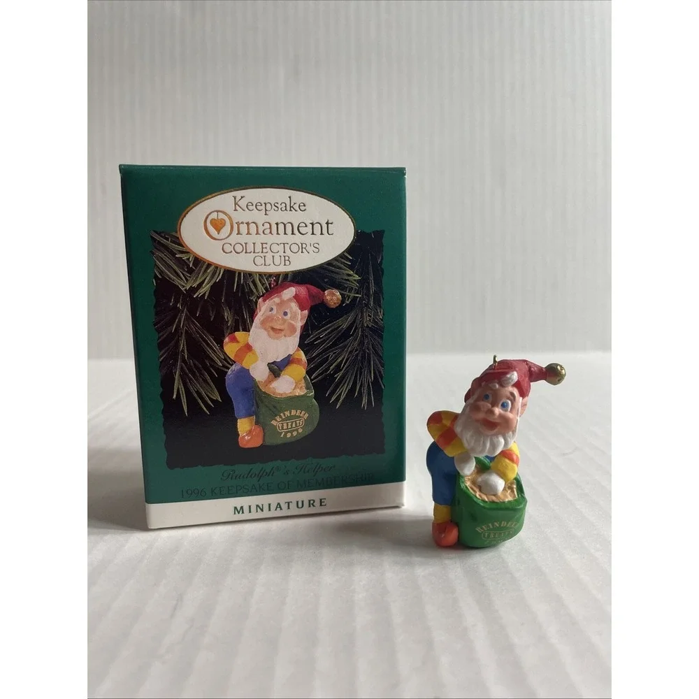 NIB HALLMARK RUDOLPH'S HELPER ELF MINIATURE CHRISTMAS ORNAMENT Vintage 1996